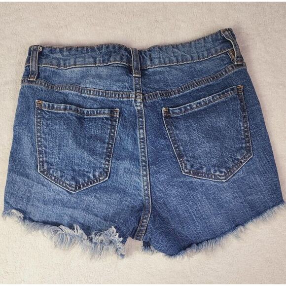 Eunina Lulu Sz Sm High Rise Shorts Cut Off Shortie denim Blue Distressed Stretch - Picture 8 of 9
